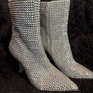 Sparkly Shiny Betsey Johnson JANA RHINESTONES  boots - size 6.5